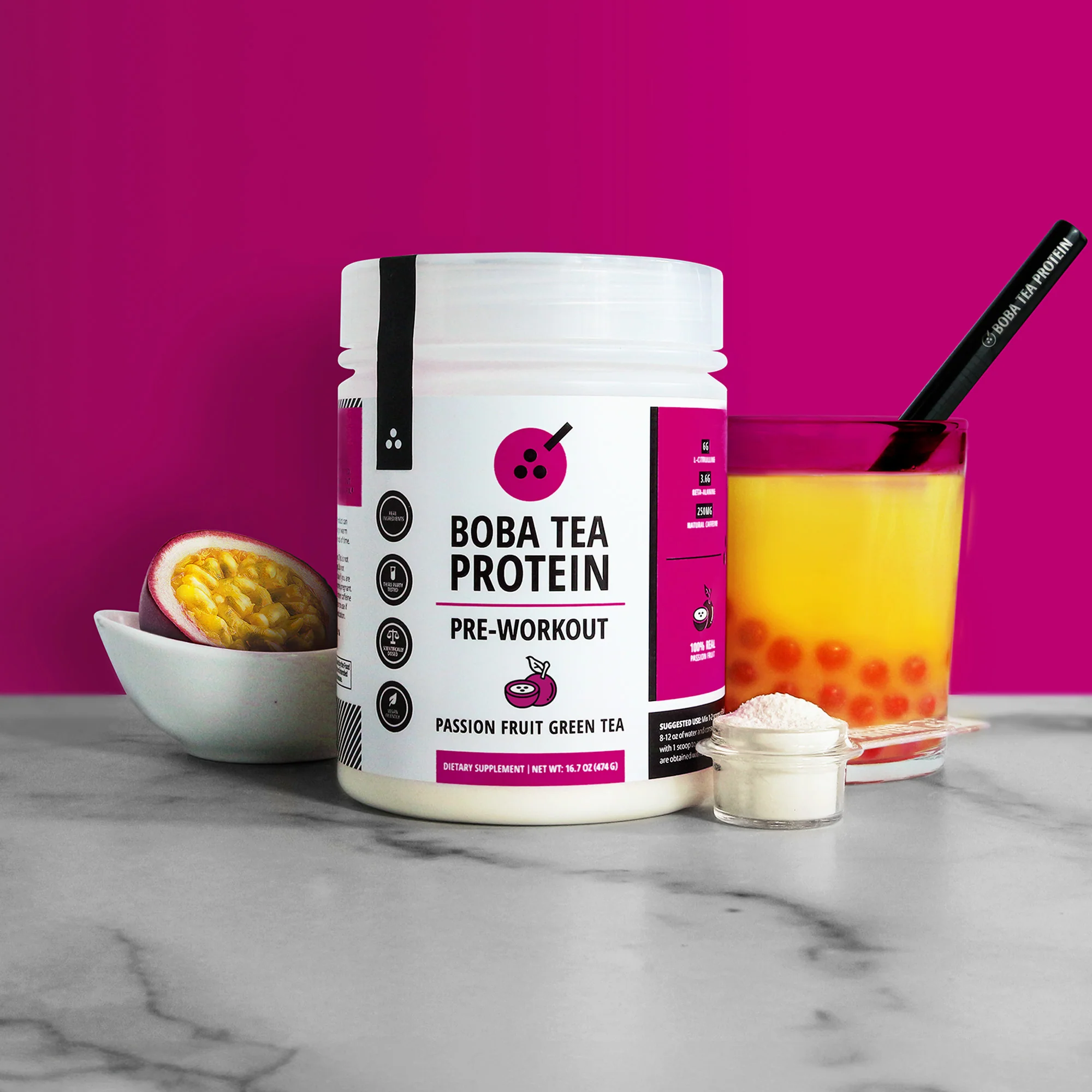 Boba Tea Protein Passion Fruit Green Tea Pre-Workout product image