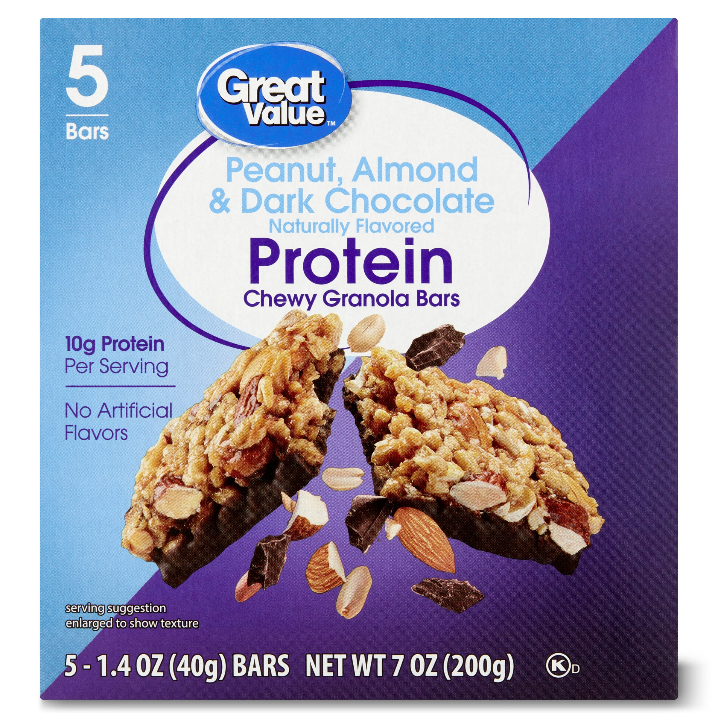 Great Value Protein Chewy Granola Bar Peanut Almond & Dark Chocolate product image