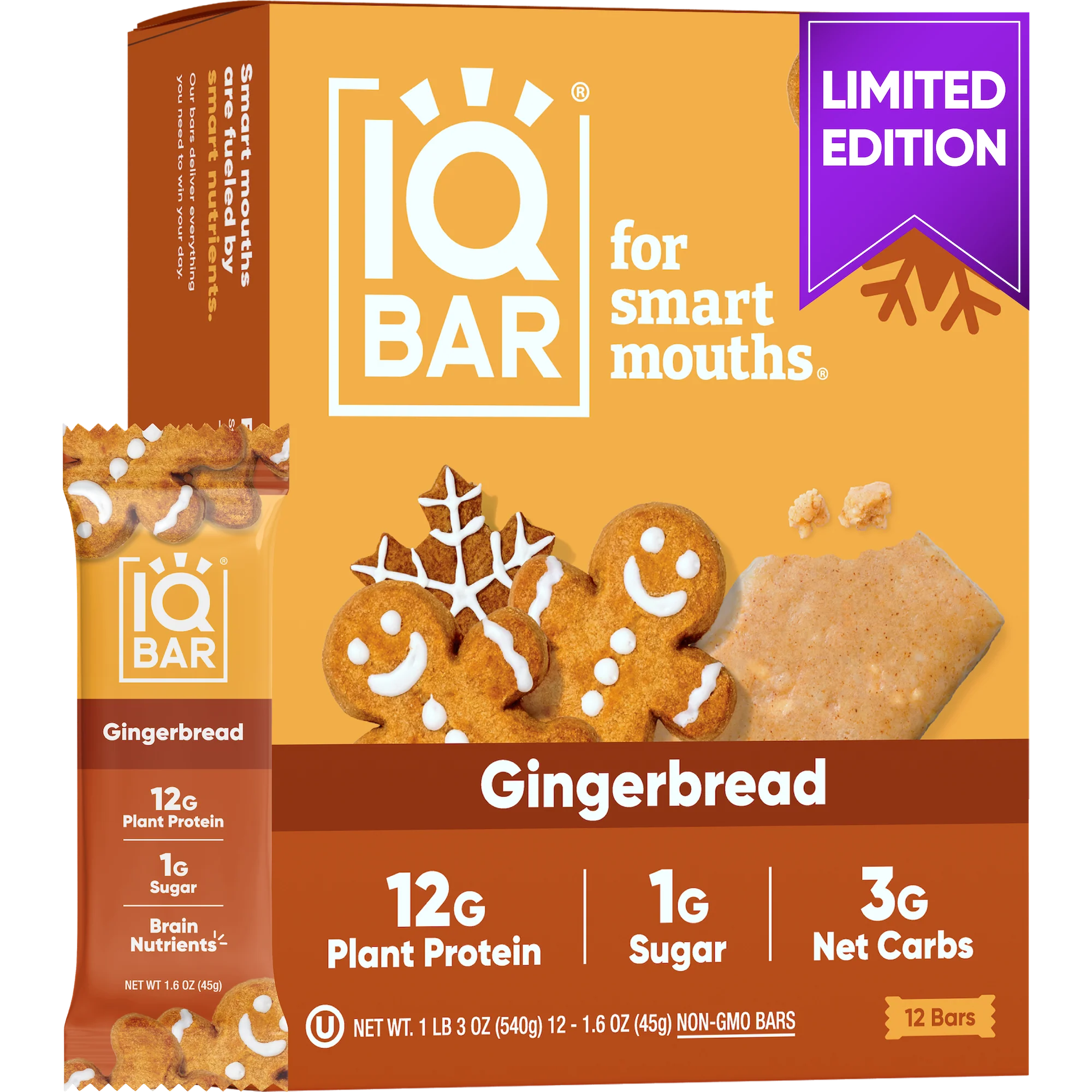 IQBAR IQ BAR Gingerbread Protein Bars product image