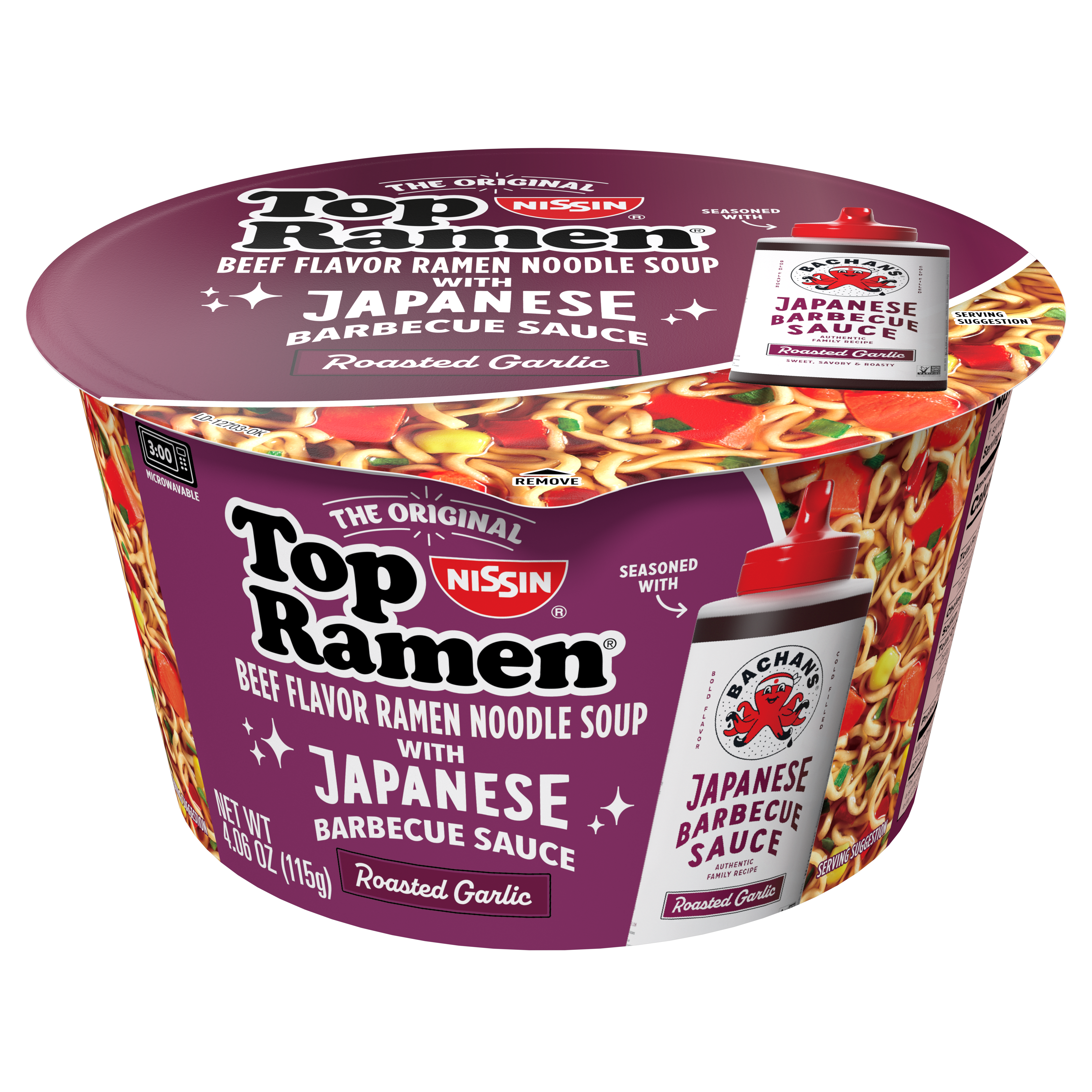Nissin Top Ramen Bachan's BBQ Beef Roasted Garlic Ramen Noodle Soup product image