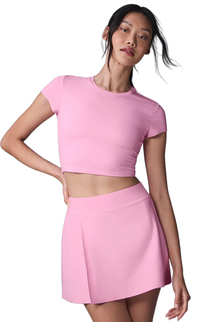 Alo Yoga Alosoft Crop Finesse Short Sleeve Sweet Pink Health
